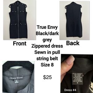 True Envy, dark blue/grey, seen in belt, front zipper, size 8